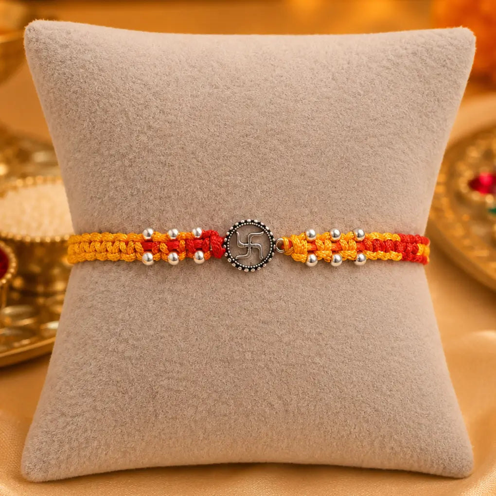 Shubh Swastik Silver Rakhi