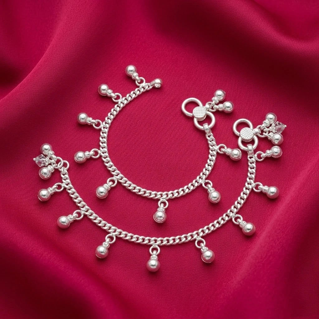 Silver Baby Payal with Ghungroo Beads