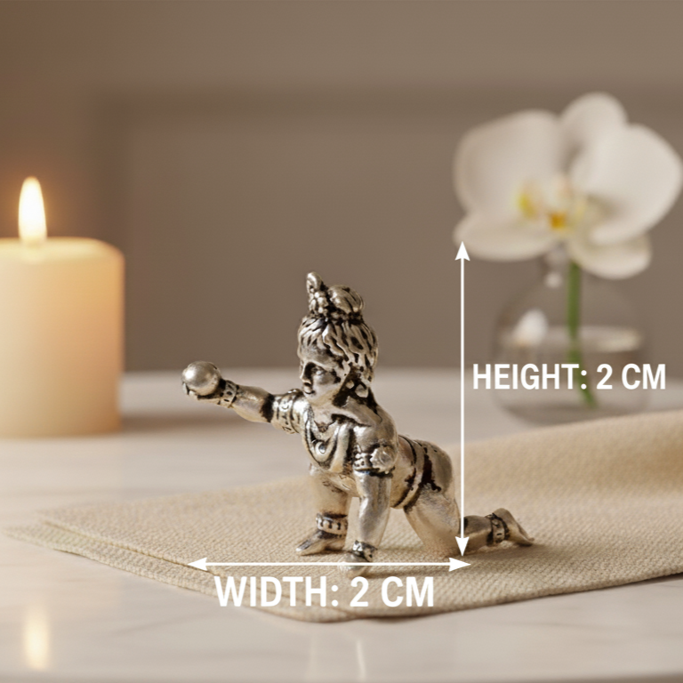 Silver Bal Krishna Idol Elegant Krishna Statue for Puja & Gifting