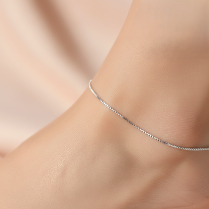 Silver Box Chain Anklet