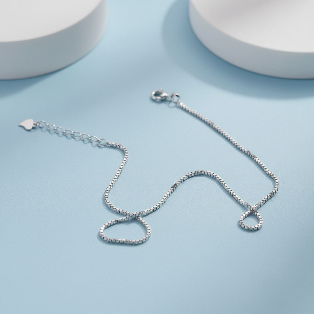 Silver Box Chain Anklet