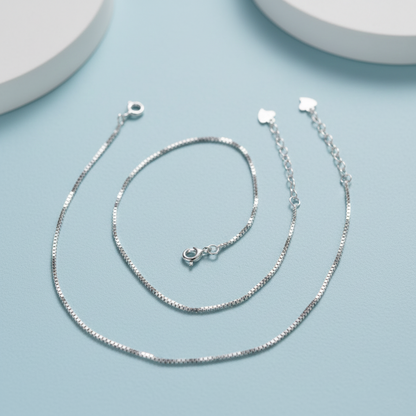 Silver Box Chain Anklet