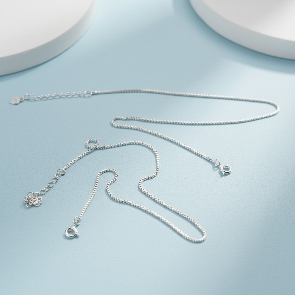 Silver Box Chain Anklet