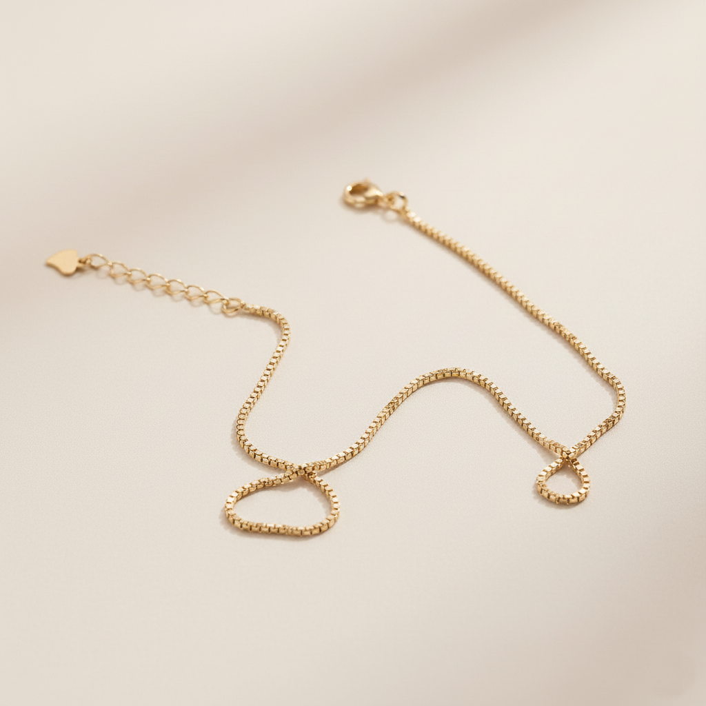 Silver Box Chain Anklet (Gold Polish)