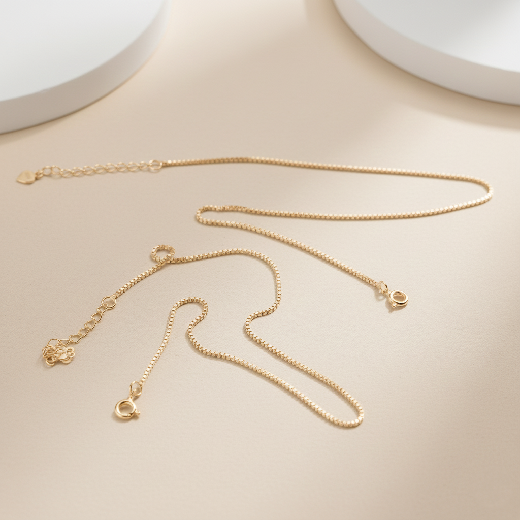 Silver Box Chain Anklet (Gold Polish)