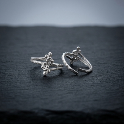 Silver Butterfly Cross Adjustable Toe Ring (Bichiya) for Women & Girls