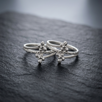 Silver Butterfly Cross Adjustable Toe Ring (Bichiya) for Women & Girls