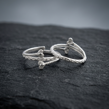Silver Cross Heart Design Adjustable Toe Ring (Bichiya) for Women