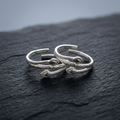 Silver Cross Leaf Design Adjustable Toe Ring (Bichiya) for Women