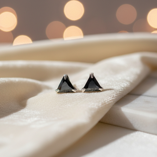 Silver Earrings Combo 4 Elegant Designs (Triangle, Star, Round, Square)