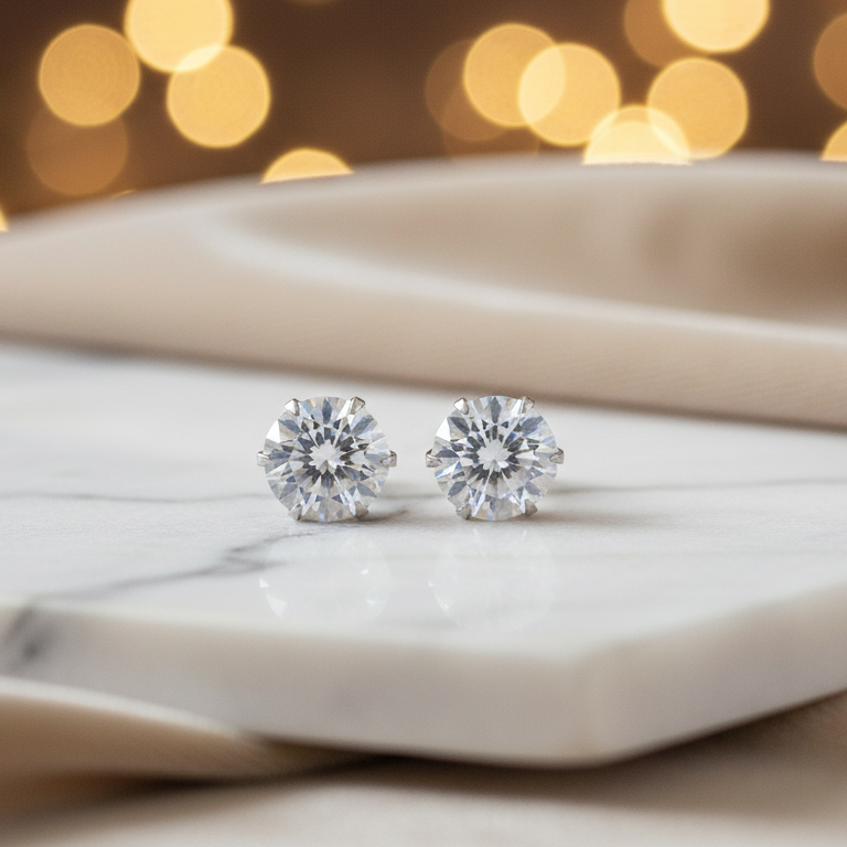 Silver Earrings Combo 4 Elegant Designs (Triangle, Star, Round, Square)