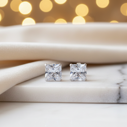 Silver Earrings Combo 4 Elegant Designs (Triangle, Star, Round, Square)