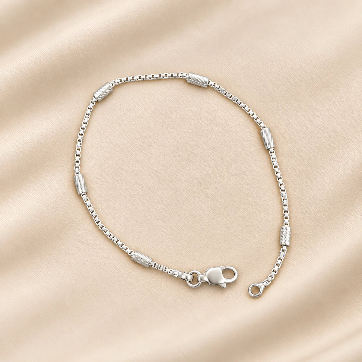 925 Sterling Silver Box Chain Bracelet for Women