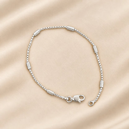 925 Sterling Silver Box Chain Bracelet for Women