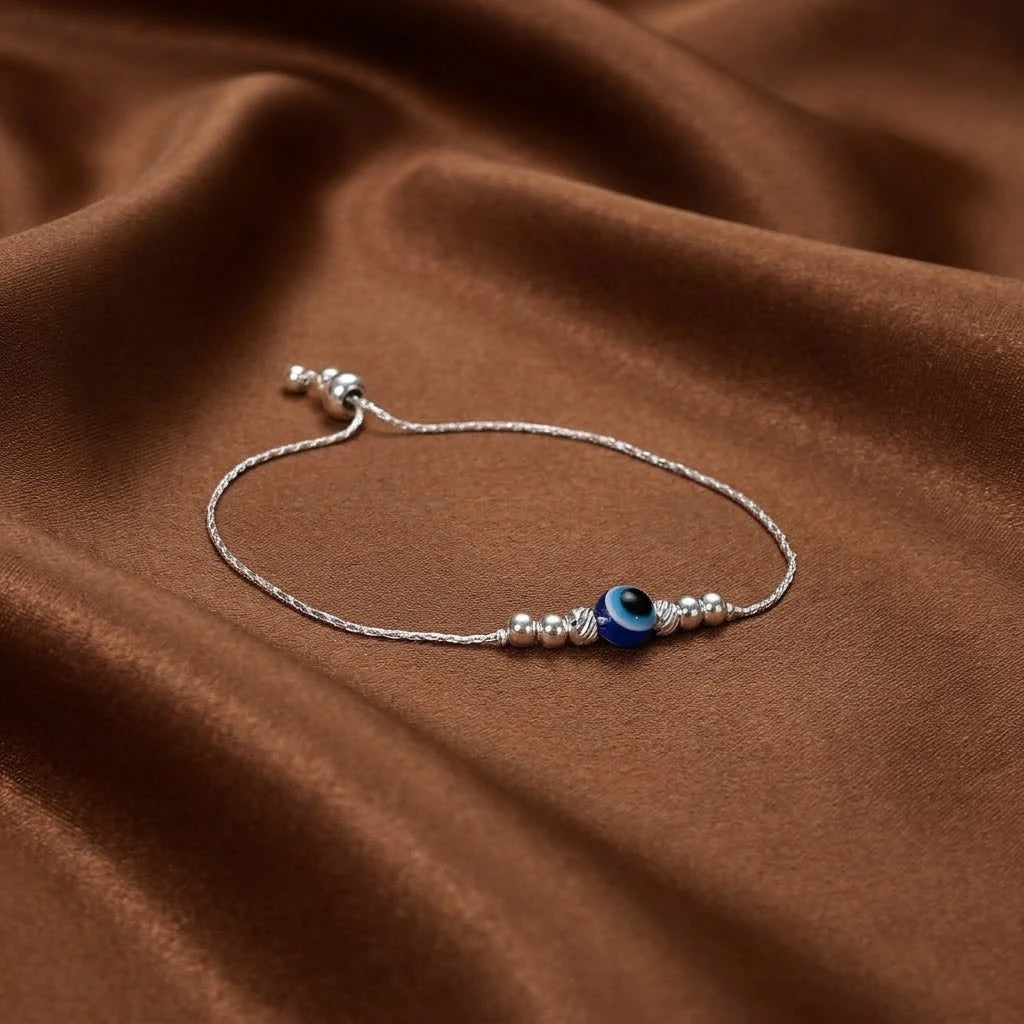 Silver Finish Evil Eye Bracelet for Girls & Women