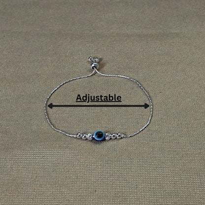 Silver Finish Evil Eye Bracelet for Girls & Women