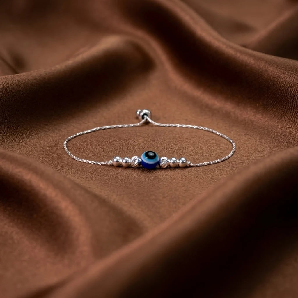 Silver Finish Evil Eye Bracelet for Girls & Women