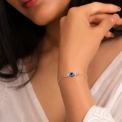 Silver Finish Evil Eye Bracelet for Girls & Women