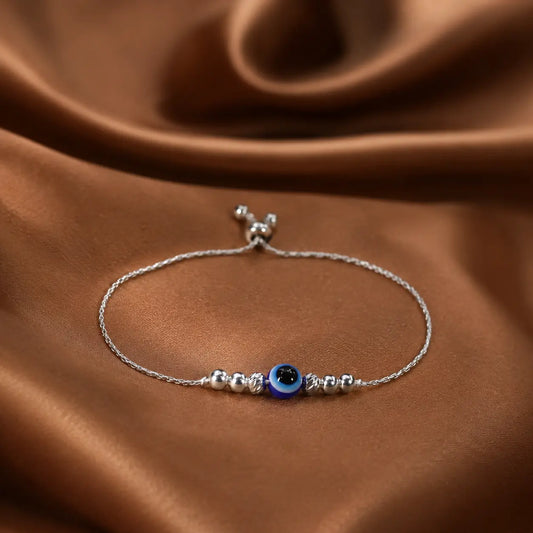Silver Finish Evil Eye Bracelet for Girls & Women