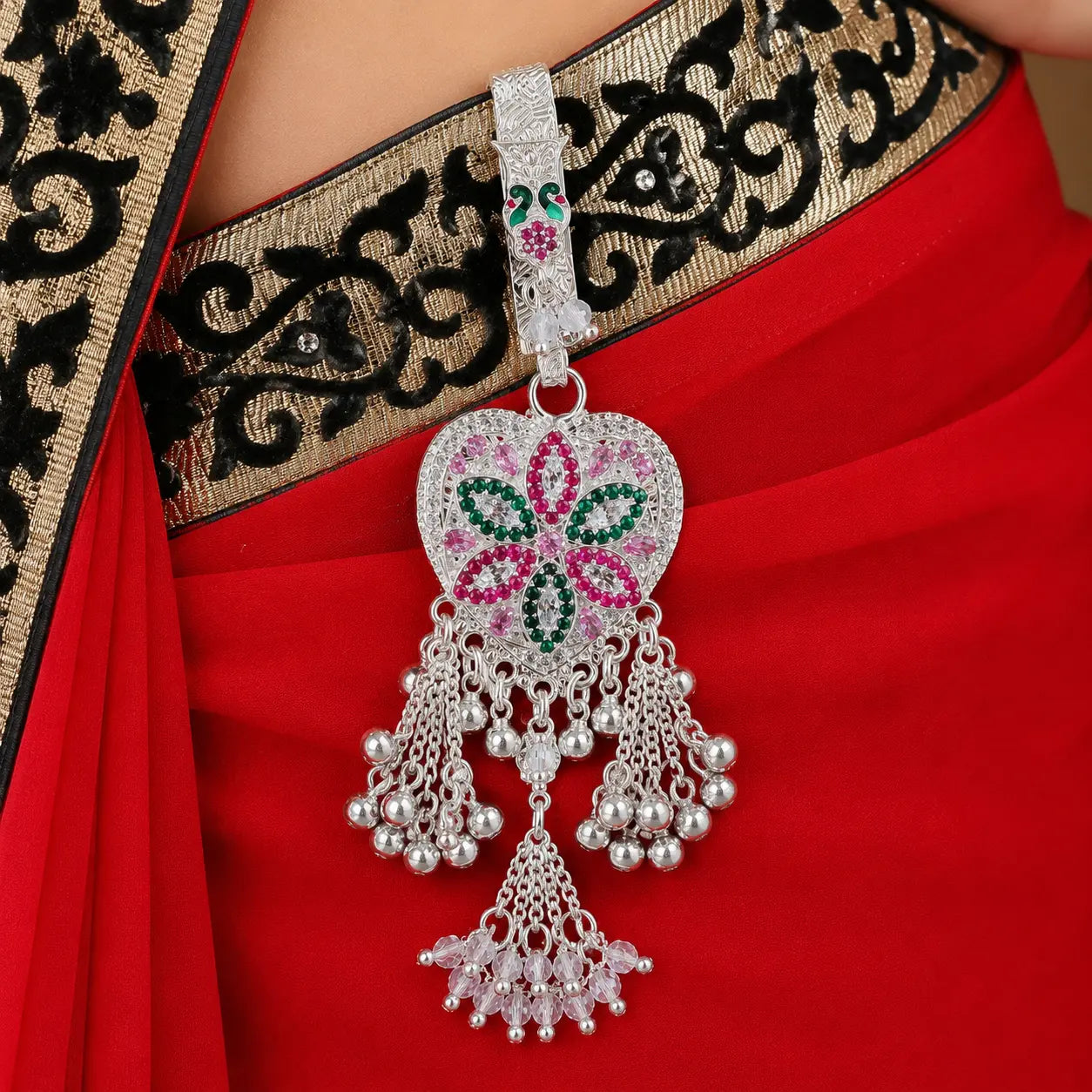 Silver Floral Chabi Chhalla for Women