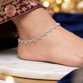 Silver Flower Design Payal Pair Elegant & Lightweight