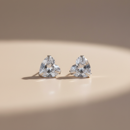 Silver Heart Earring-Cut Sparkle Studs