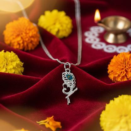 Silver Krishna Morpankh Pendant Special Elegant Necklace