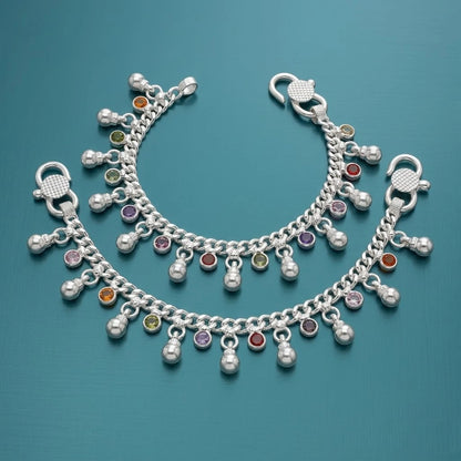 Silver Multicolor Baby Payal