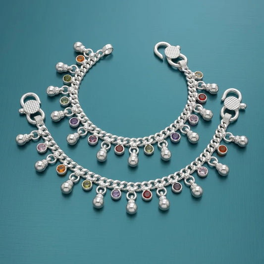 Silver Multicolor Baby Payal