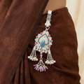 Silver Peacock Saree Latkan with Crystal Tassels Designer Saree Accessory for Women