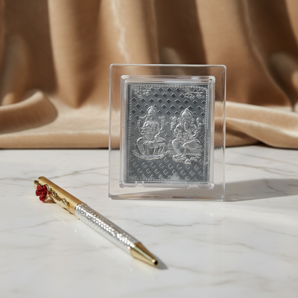 Silver Pen with Free Silver Frame (Laxmi Ganesh Edition)