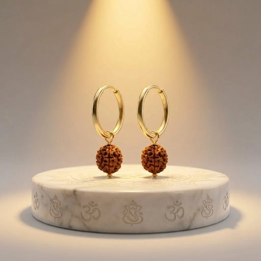 Silver Rudraksha Hoop Earrings Spiritual Unisex Bali Jewelry