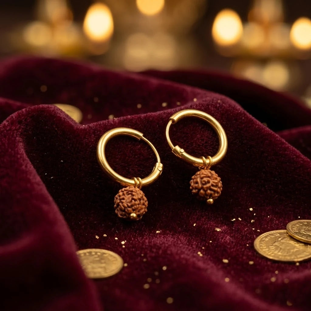 Silver Rudraksha Hoop Earrings Spiritual Unisex Bali Jewelry