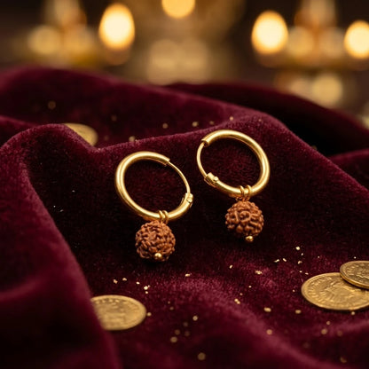 Silver Rudraksha Hoop Earrings Spiritual Unisex Bali Jewelry