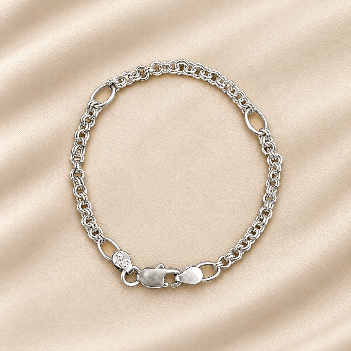 Silver Double Link Chain Bracelet for Boys