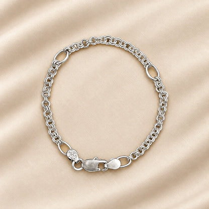 Silver Double Link Chain Bracelet for Boys