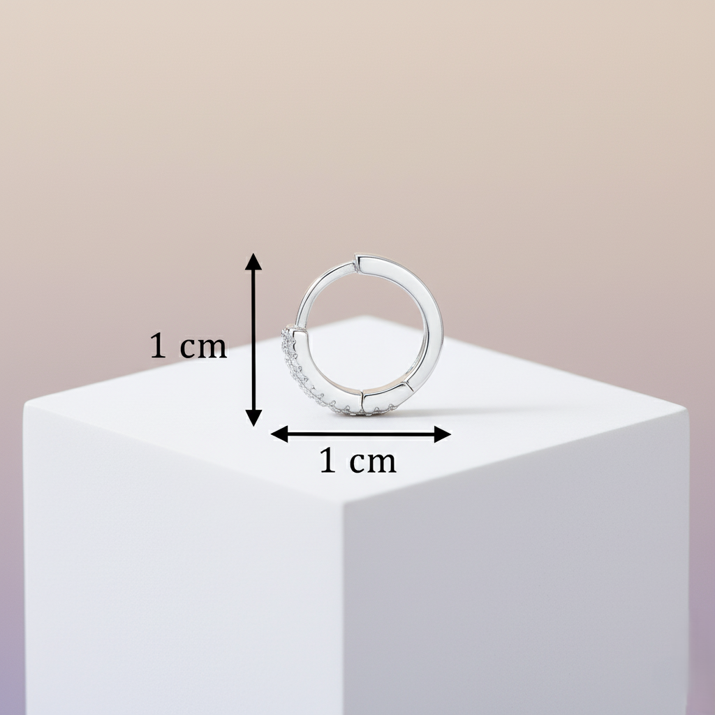 Silver Triple-Row CZ Hoop Earrings