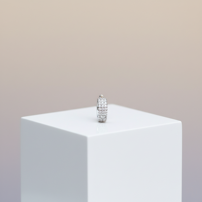 Silver Triple-Row CZ Hoop Earrings