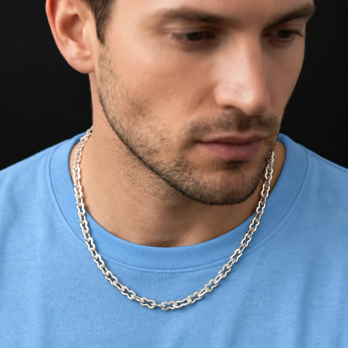 Silver 8 Shape Connecting Design Chain for Boys
