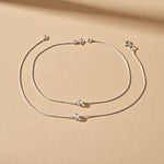 Silver Anklet with Sparkling Beads Lightweight & Graceful