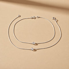 Silver Anklet with Sparkling Beads Lightweight & Graceful