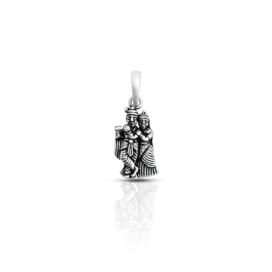 Made from high quality 925 silver, this antique Radha Krishna pendant is a stunning addition to any jewelry collection. The intricate design showcases the divine love between these two Hindu deities, creating a beautiful symbol of devotion and spirituality. 