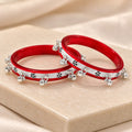 Silver Bangles Adorned with Multiple Stones for Women