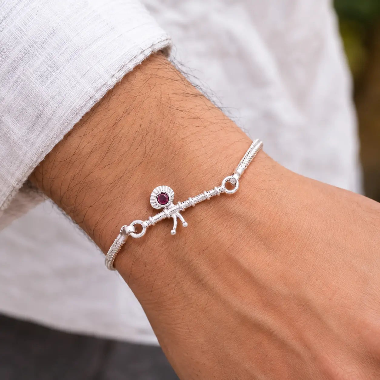 925 silver Basuri bracelet with flute design