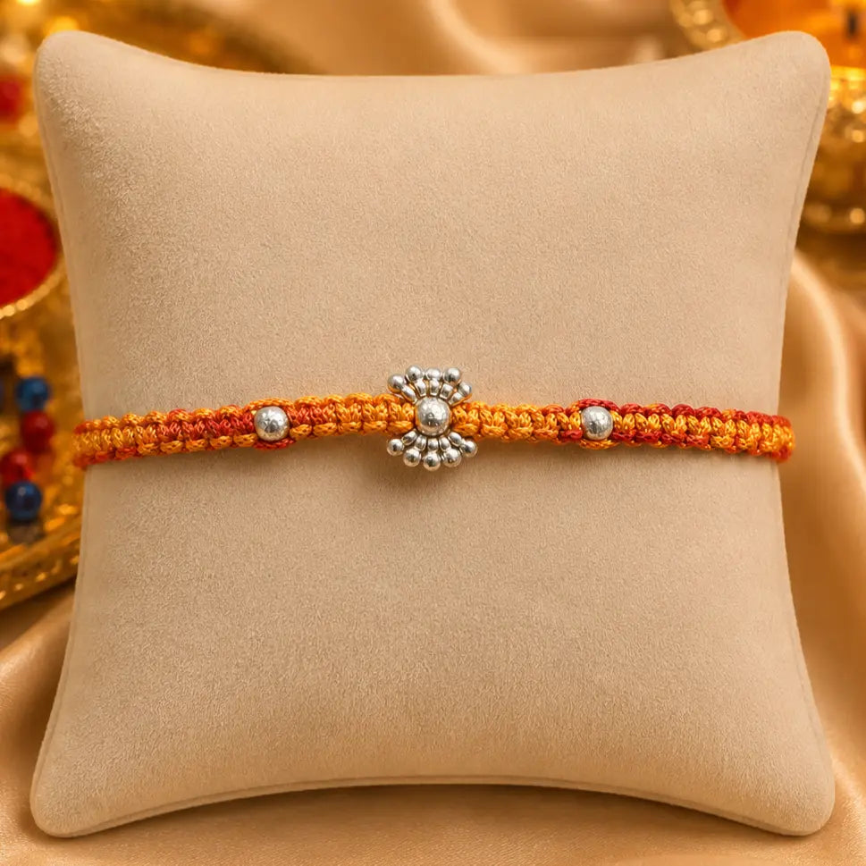 Silver Beads Rakhi for Boys