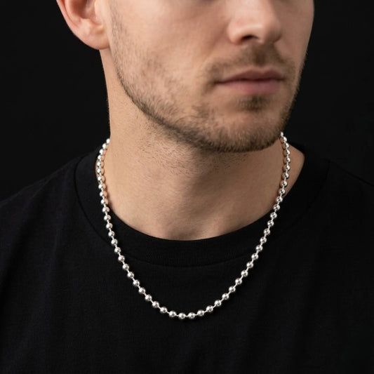 Silver Beads Simple Design Chain for Boys