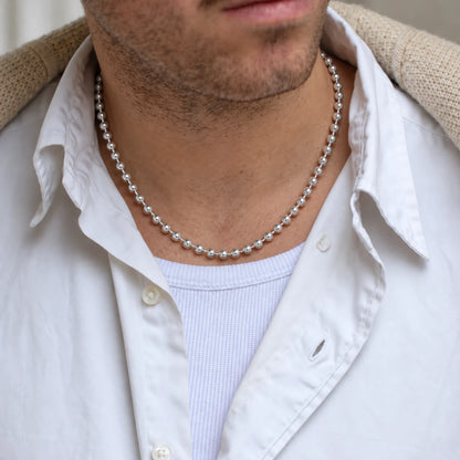 Silver Beads Simple Design Chain for Boys
