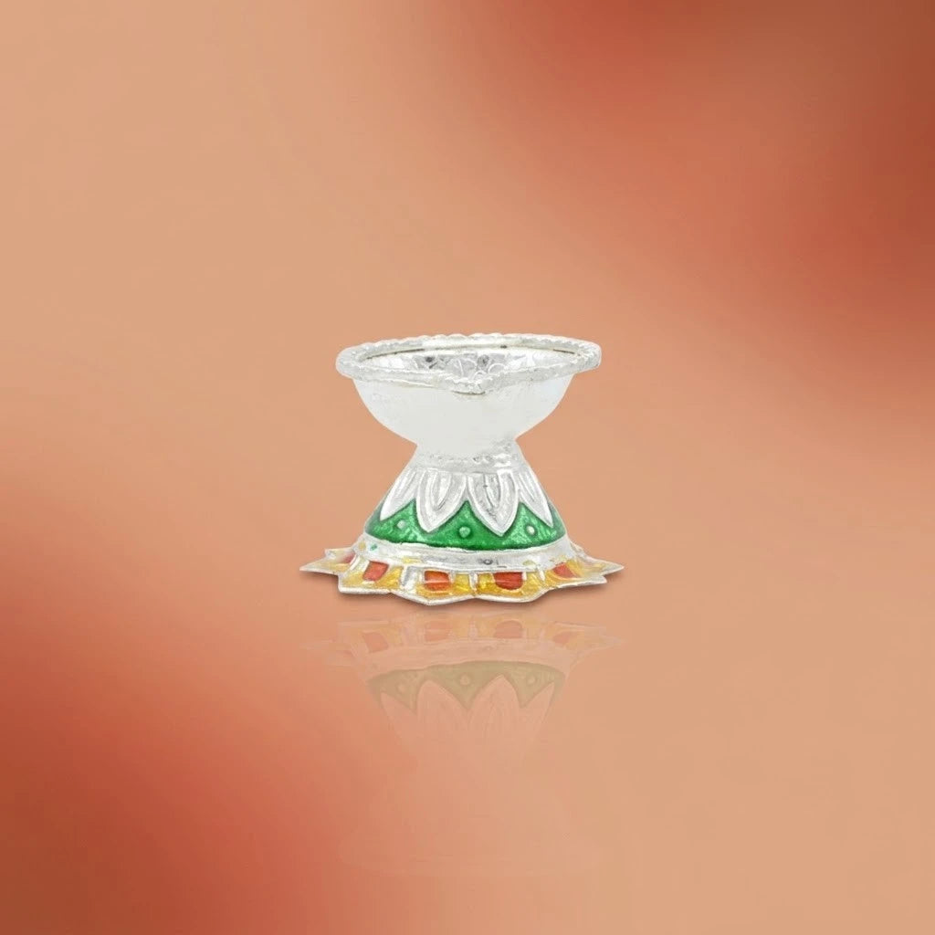 Silver Beautiful Design Deepak Puja Item