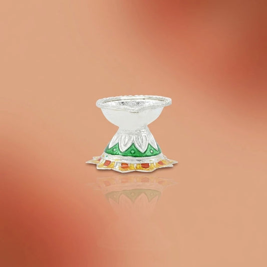 Silver Beautiful Design Deepak Puja Item