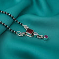 Silver Beautiful Square Red Stone Mangalsutra